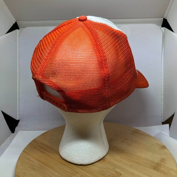 Vtg 1985 Times Nissan Grand Prix of Endurance Snapback Trucker Hat Orange White - Picture 5 of 10